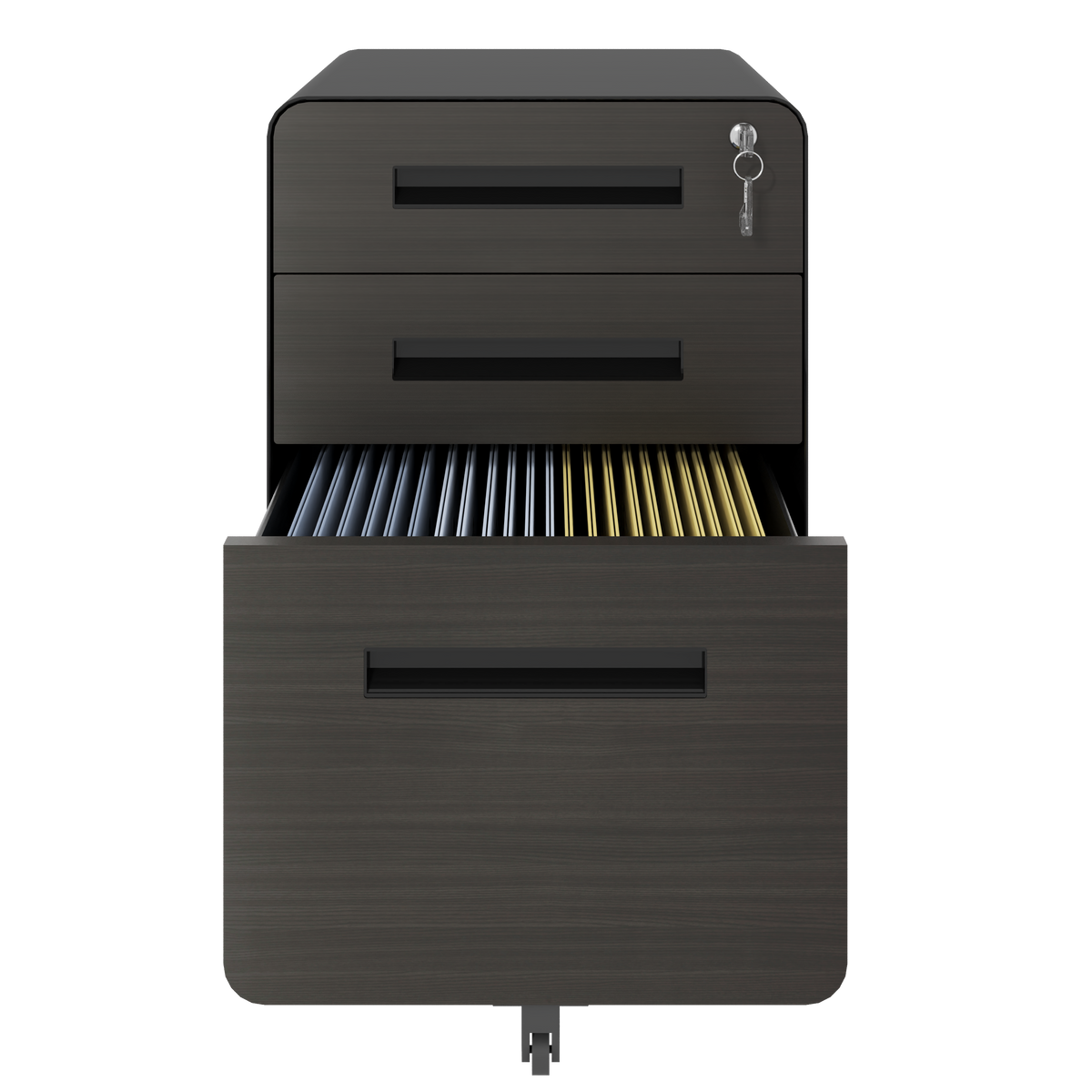 VIYET 23" Mobile File Cabinet with Lock, Small Rolling Filing Cabinet for Home Office, All Steel Under Desk Storage with Wheels