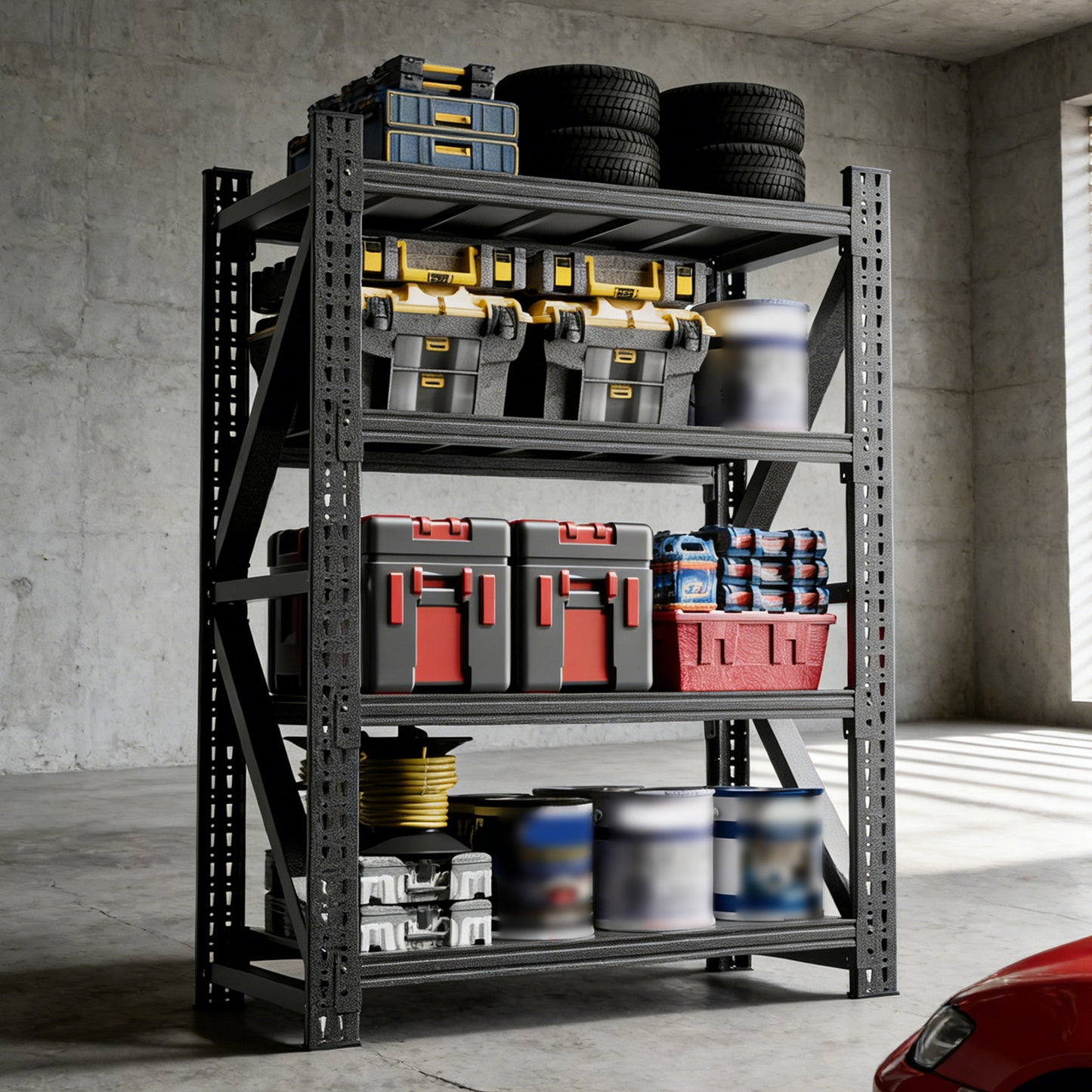 VIYET Heavy Duty Garage Shelving Unit, 69" H x 47" W Metal Storage Rack, 4000 lb Capacity Adjustable Steel Shelves for Garage, Warehouse