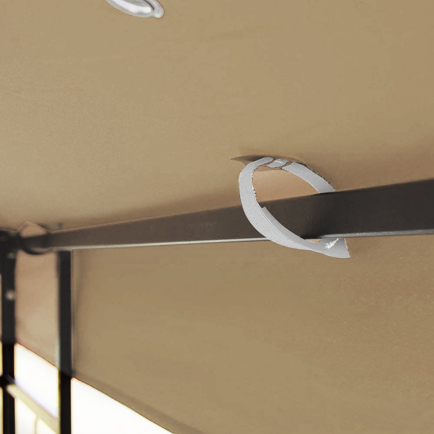 VIYET 10x10 Ft Double Tiered Gazebo Replacement Canopy,Polyester UV Protection Water-Repellent Roof Cover w/Mosquito Net (Khaki, Frame Not Included)