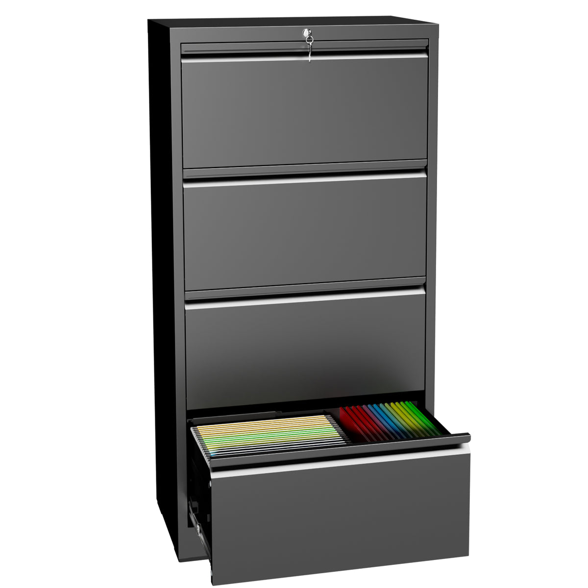 VIYET 4 Drawer Lateral File Cabinet, Metal Filing Cabinet with Lock, Wide Steel Office Storage for Letter, Legal, A4 & F4 Files