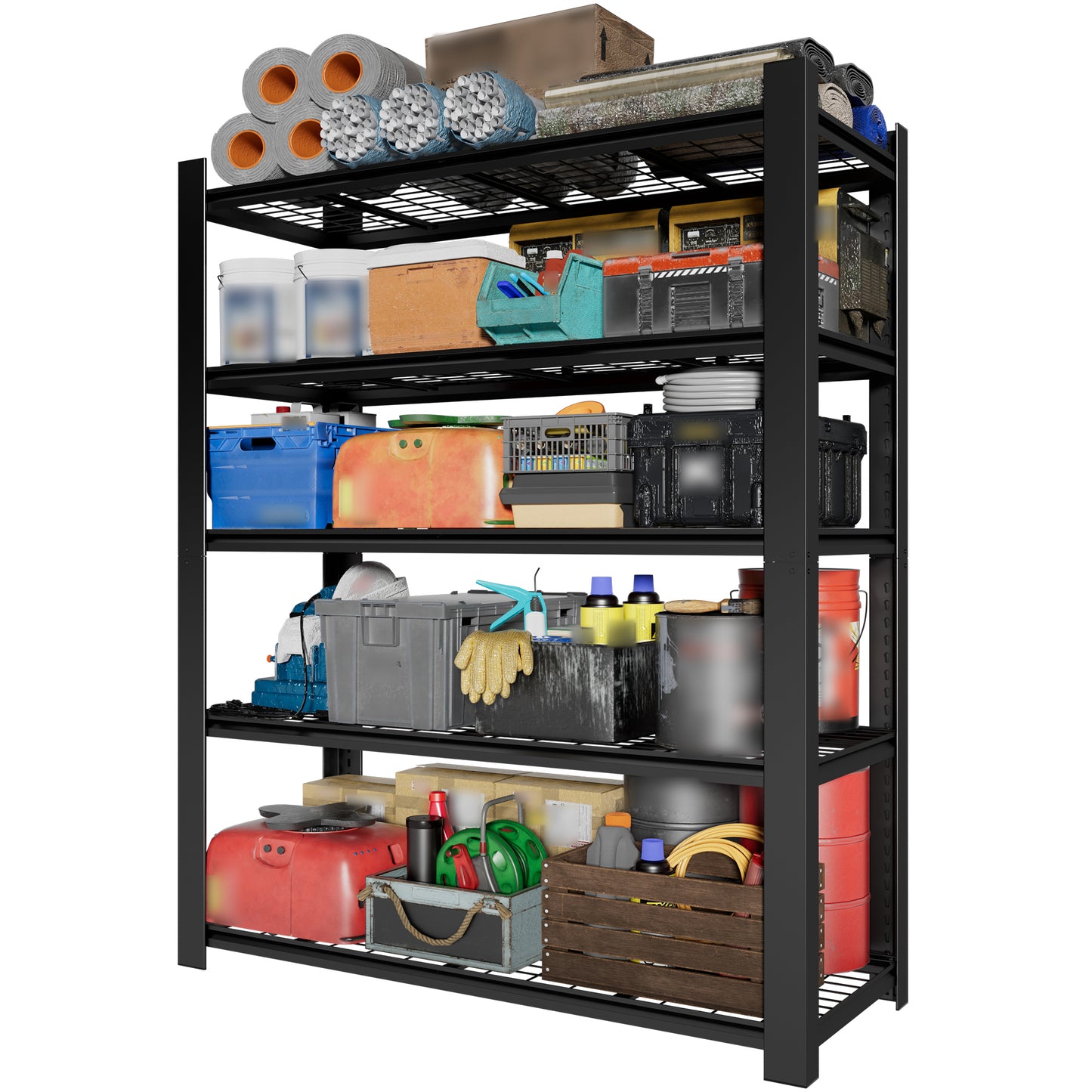 VIYET 72" Heavy Duty Metal Garage Shelving Unit, 5 Tier Adjustable Storage Rack with 3000 LBS Capacity, Steel Shelves for Garage, Pantry & Warehouse
