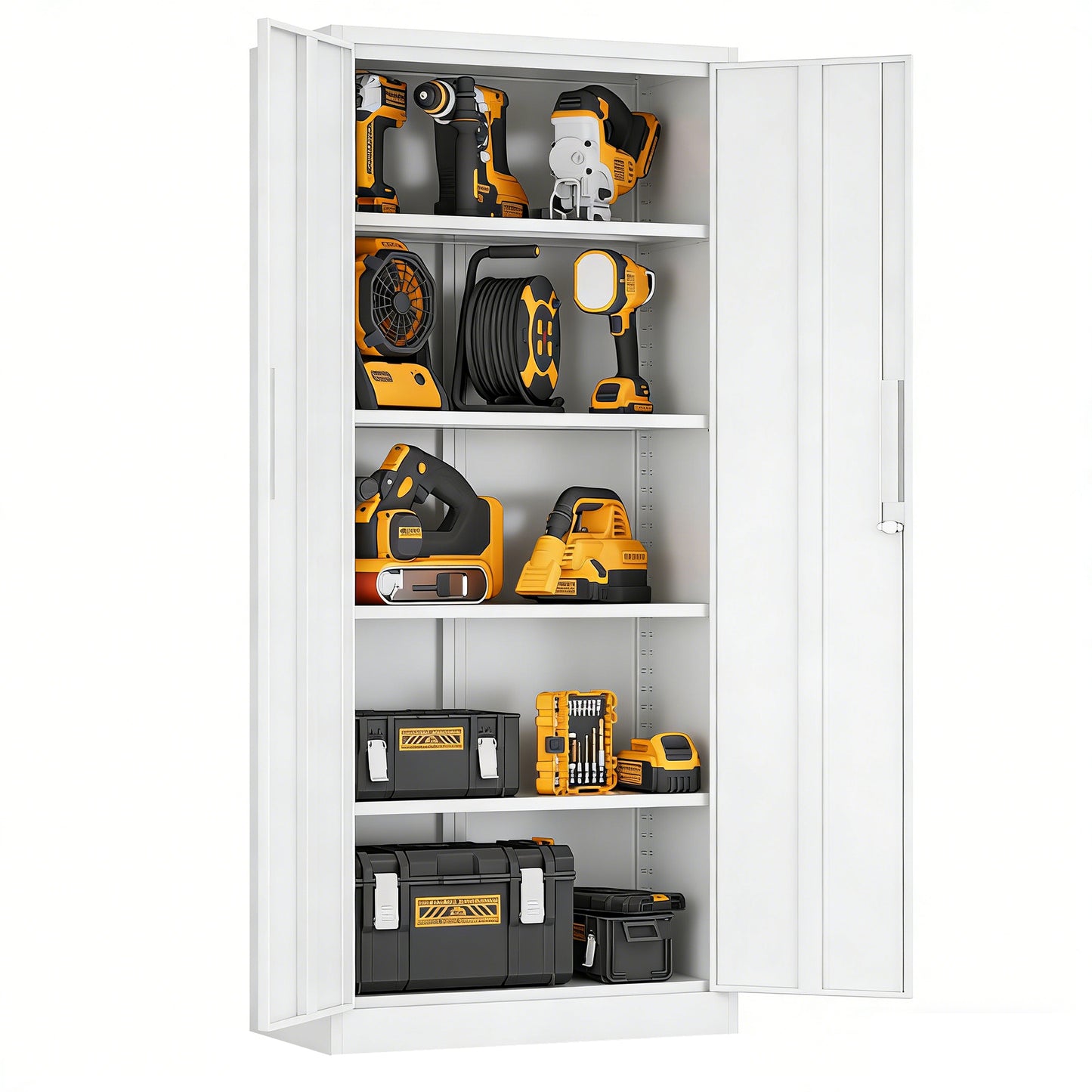 VIYET 71" Metal Storage Cabinet with Locking Doors, 4 Adjustable Shelves, Heavy Duty Steel Utility Cabinet for Garage, Office, Pantry & Classroom