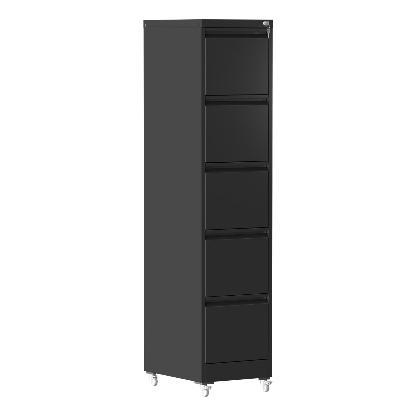 VIYET 64"H 5-Drawer Black Metal Vertical File Cabinet with Lock & Wheels, Heavy-Duty Storage for Home Office, Fits A4/Letter/Legal (Assembly Required)