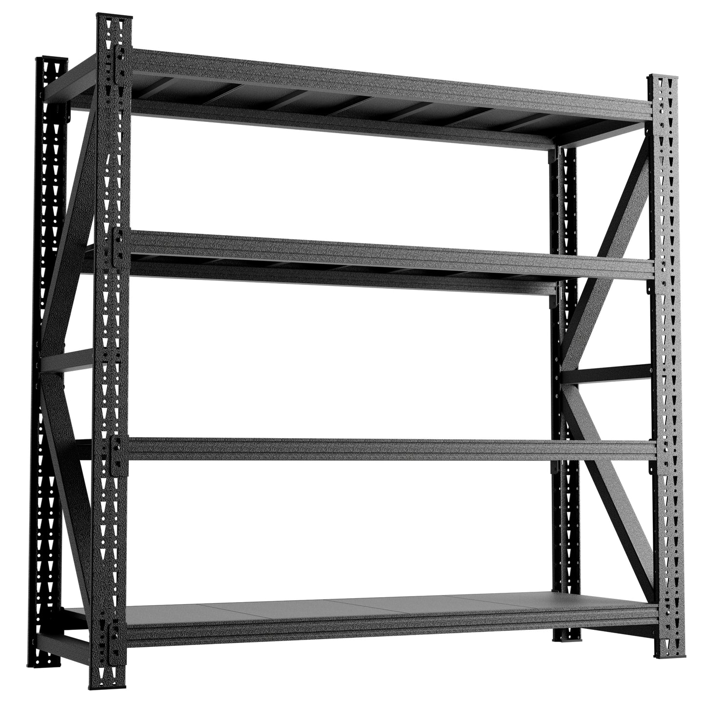 VIYET 69"H 5000LBS Industrial Shelving, 4-Tier Adjustable Heavy Duty Metal Garage Rack, Black for Warehouse Gym