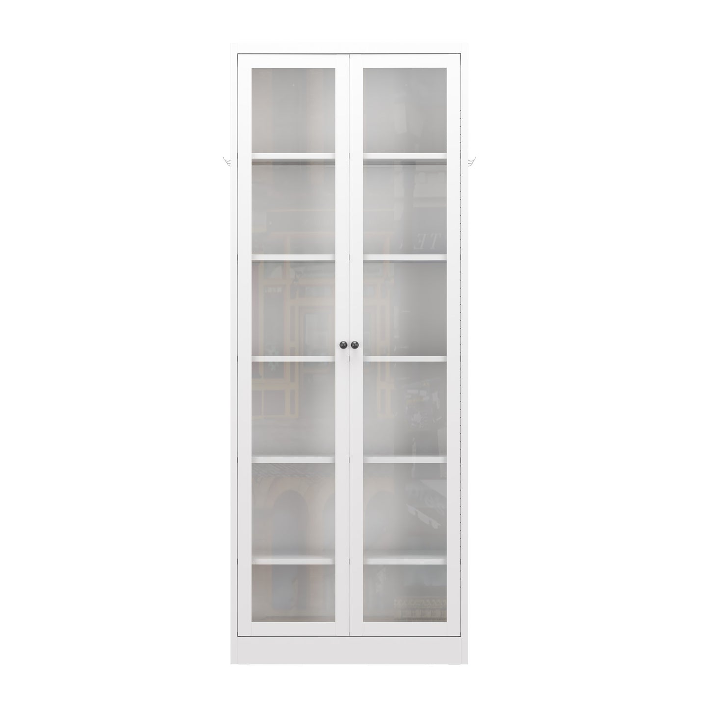 VIYET 72"H Heavy-Duty Metal Kitchen Pantry Cabinet,5 Adjustable Shelves+Glass Doors,80LBS/Shelf Freestanding for Kitchen/Pantry/Bathroom(White)