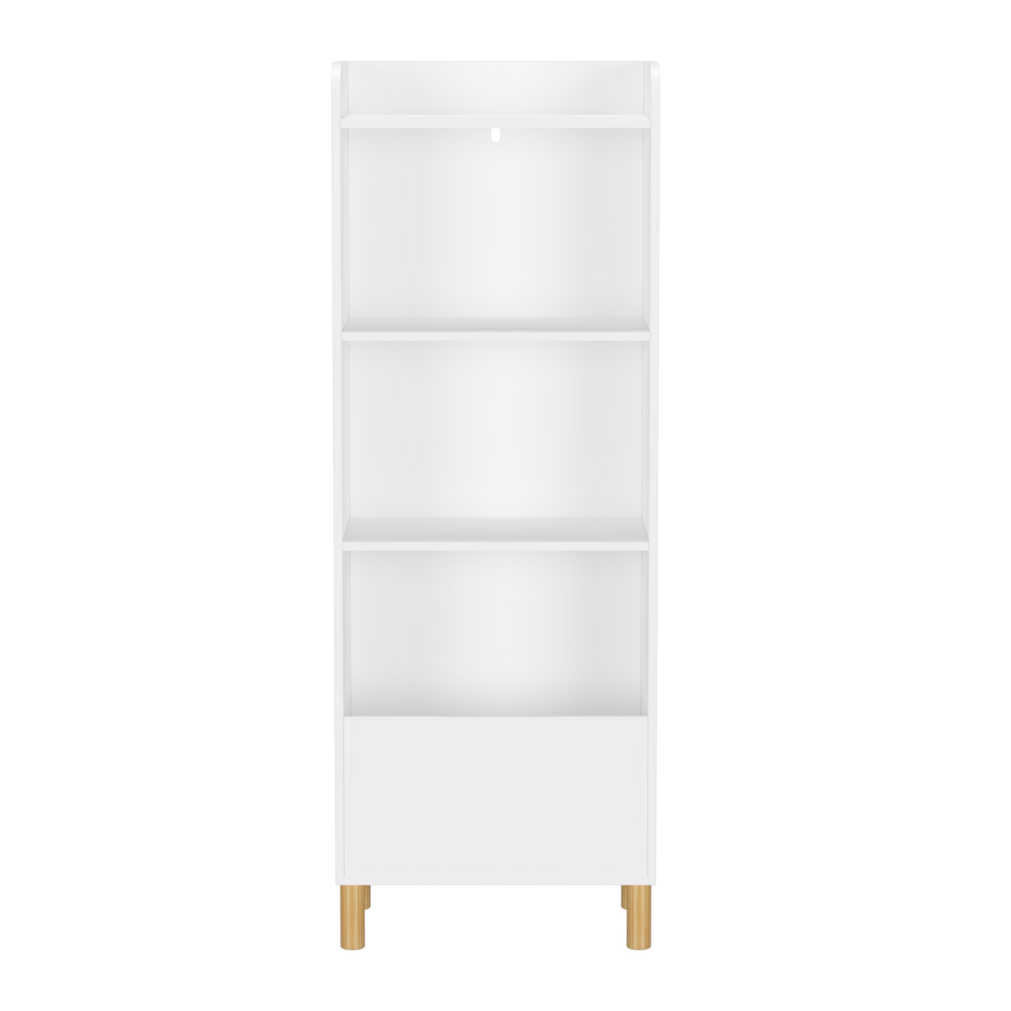 VIYET 51" Kids 4-Tier Bookcase, White MDF+Pine Legs Storage Organizer w/ Anti-Tipping Device (Nursery/Playroom Display Rack)