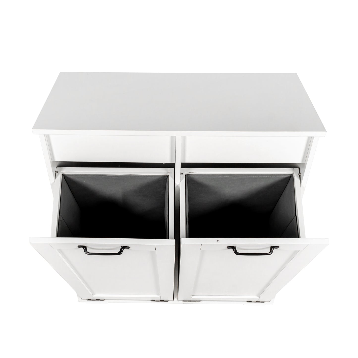 VIYET 30.3" Storage Cabinet, White Particle Board+MDF Storage Cabinet w/ 2 Removable Liner Bags (Light/Dark Sorting+Handles)
