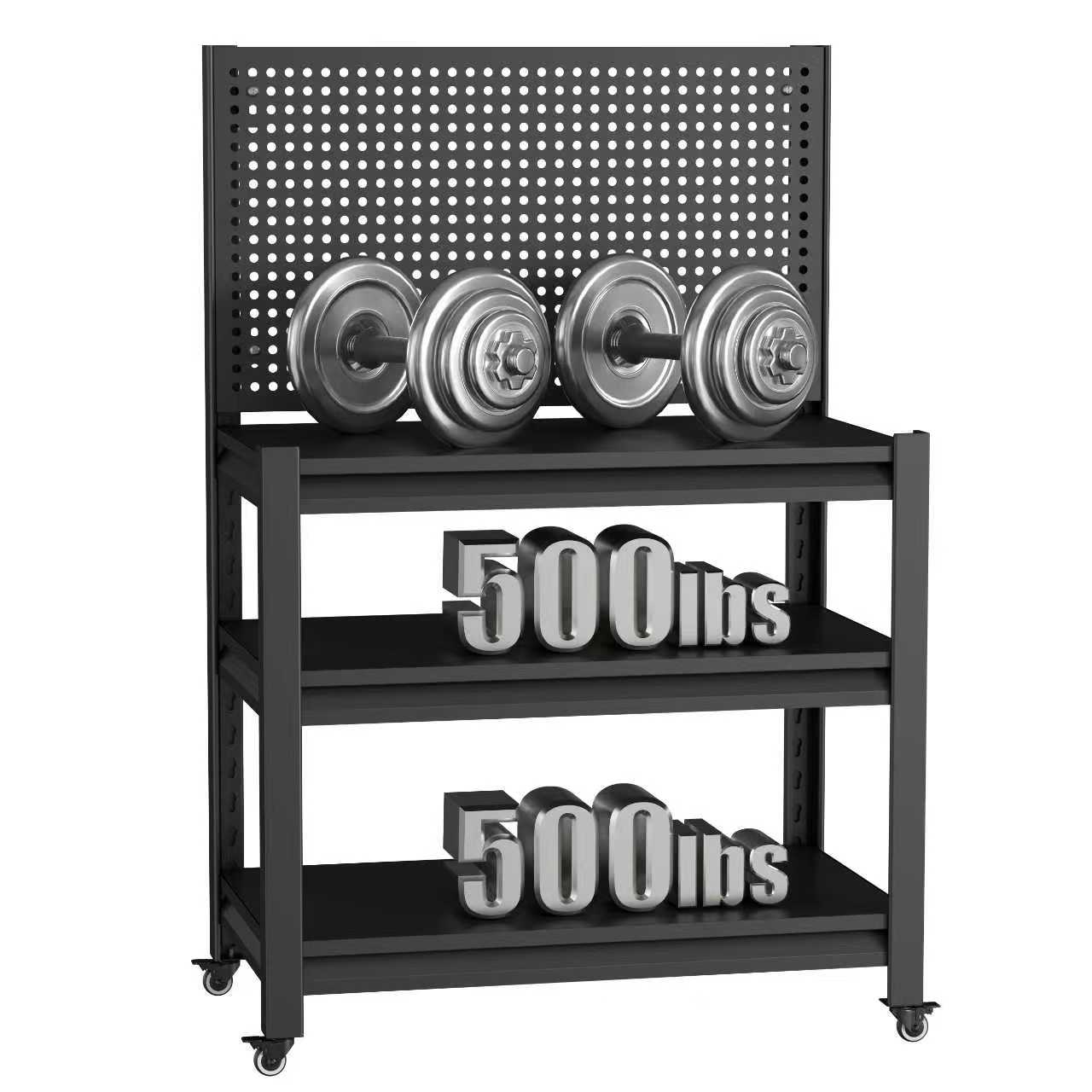 VIYET 18" Heavy-Duty Metal Storage Shelving with Pegboard - 3-Tier Adjustable Garage Rack & Industrial Utility Shelf for Kitchen, Pantry & Garden