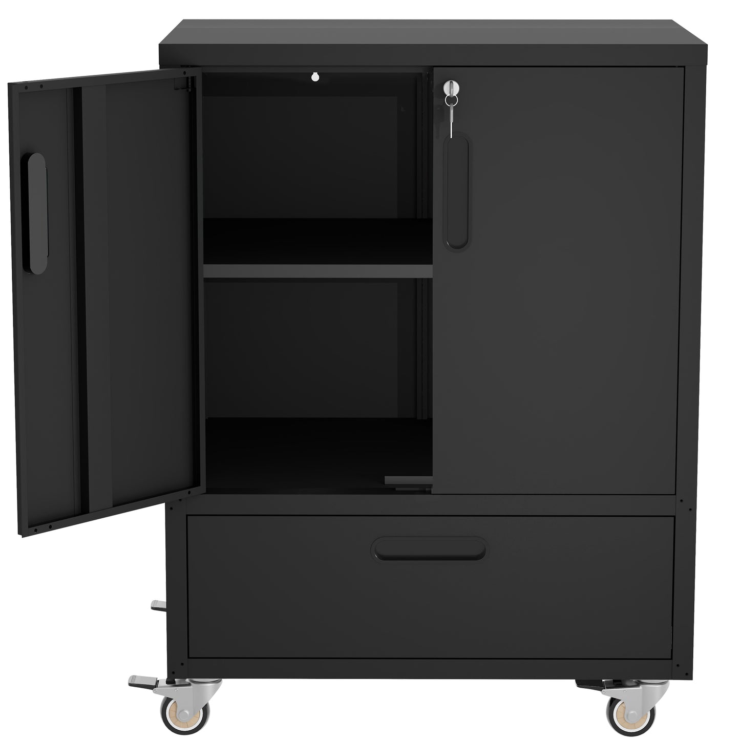 VIYET 40"H Heavy-Duty Steel Tool Cart with Wheels - Mobile Storage Cabinet, Lockable Casters, Smooth-Gliding Drawer + Adjustable Shelf, Garage/Workshop/Office