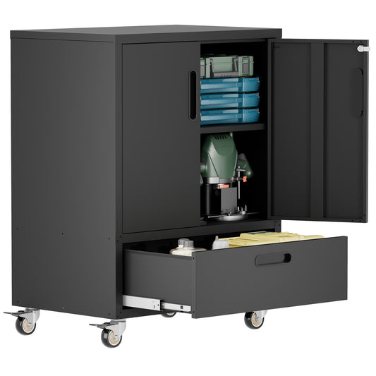 VIYET 40" Heavy Duty Rolling Tool Cabinet with Drawer, Locking Doors, Adjustable Shelf & Wheels, Metal Garage Storage Cart