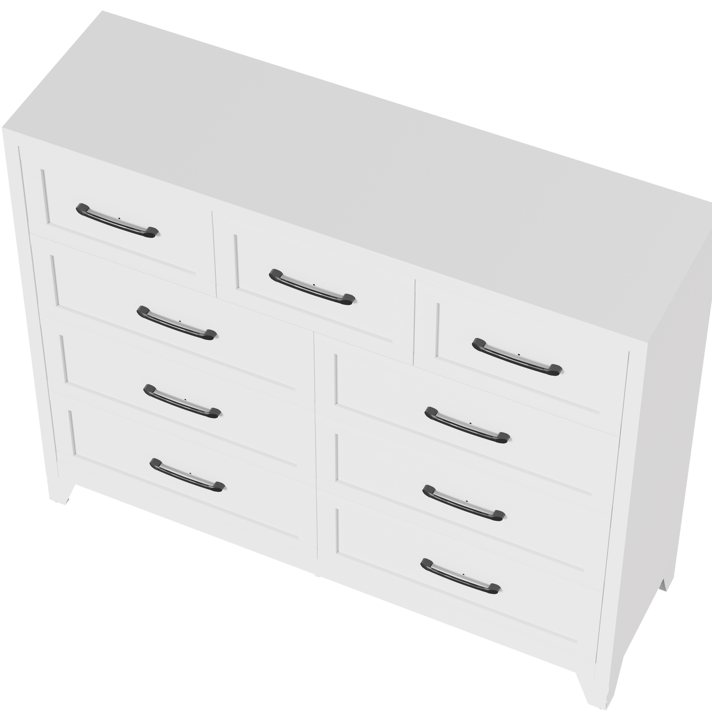 VIYET 9-Drawer Storage Dresser, White Chest of Drawers with Smooth-Glide Drawers for Bedroom, Closet & Entryway