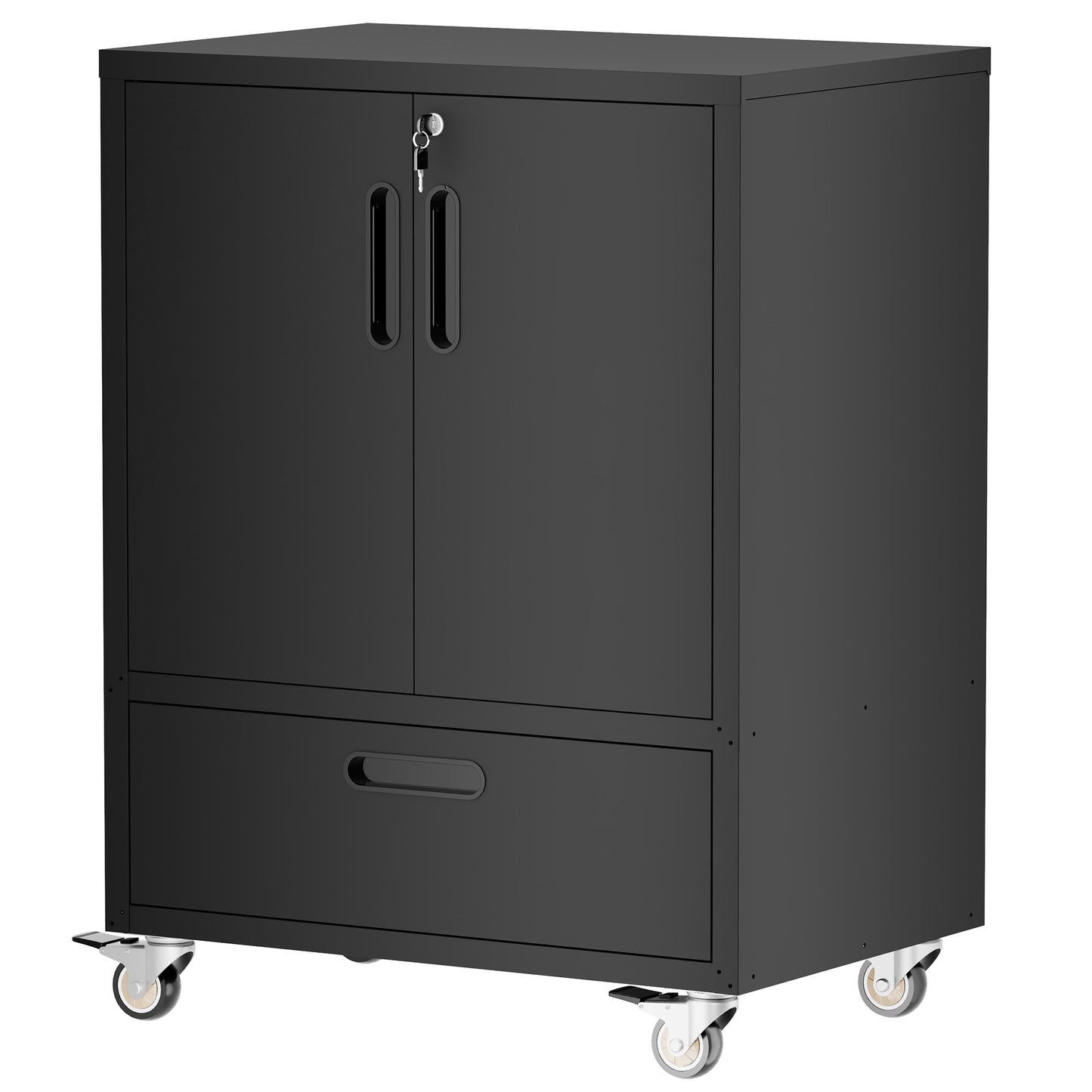 VIYET 40"H Heavy-Duty Steel Tool Cart with Wheels - Mobile Storage Cabinet, Lockable Casters, Smooth-Gliding Drawer + Adjustable Shelf, Garage/Workshop/Office