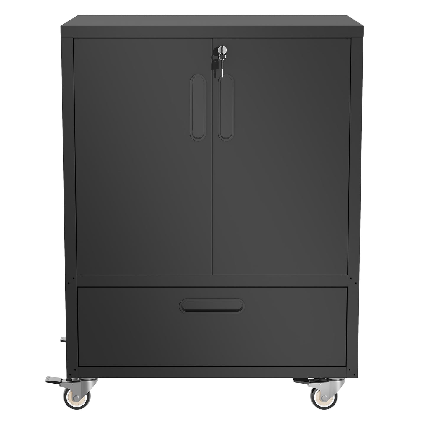 VIYET 40"H Heavy-Duty Steel Tool Cart with Wheels - Mobile Storage Cabinet, Lockable Casters, Smooth-Gliding Drawer + Adjustable Shelf, Garage/Workshop/Office