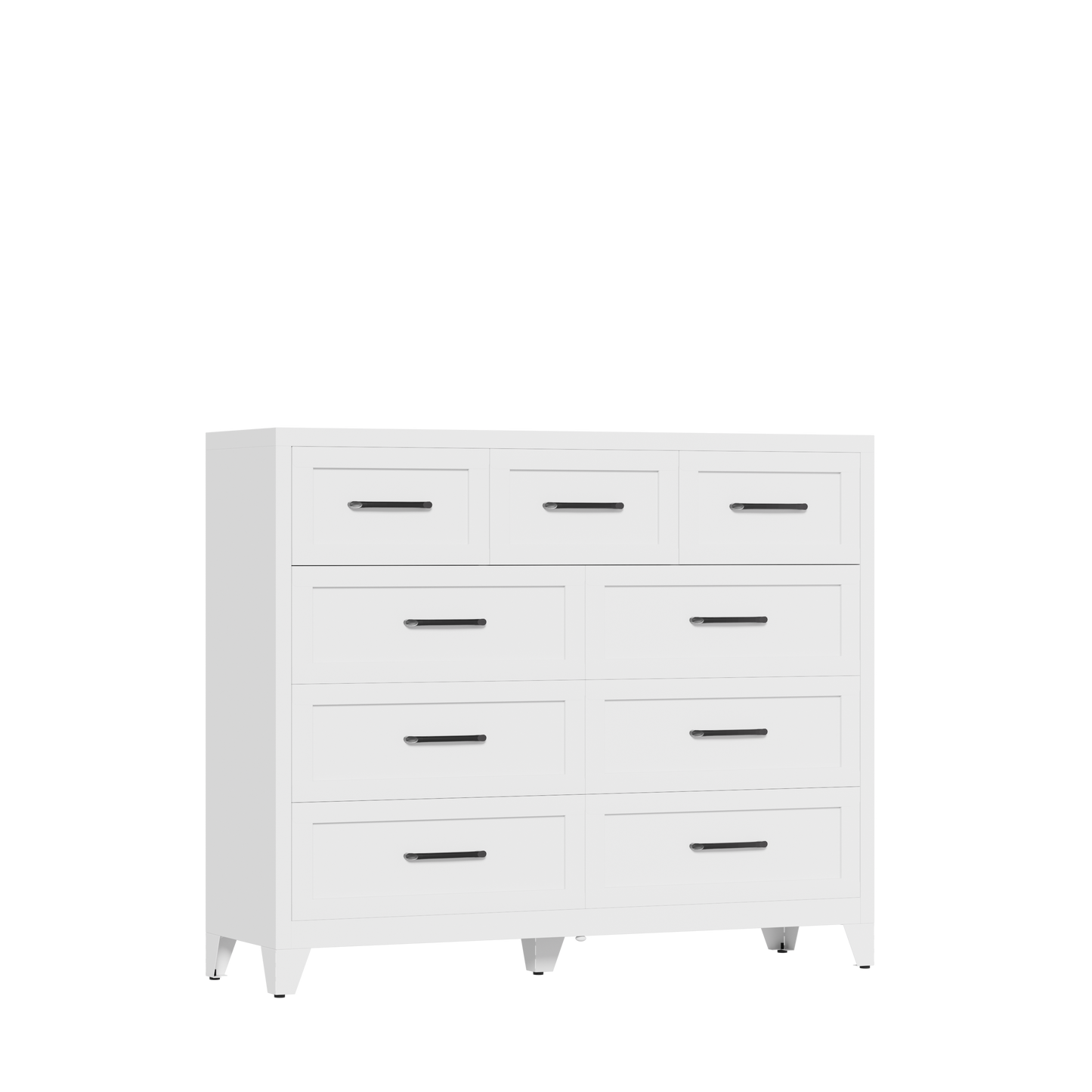 VIYET 9-Drawer Storage Dresser, White Chest of Drawers with Smooth-Glide Drawers for Bedroom, Closet & Entryway