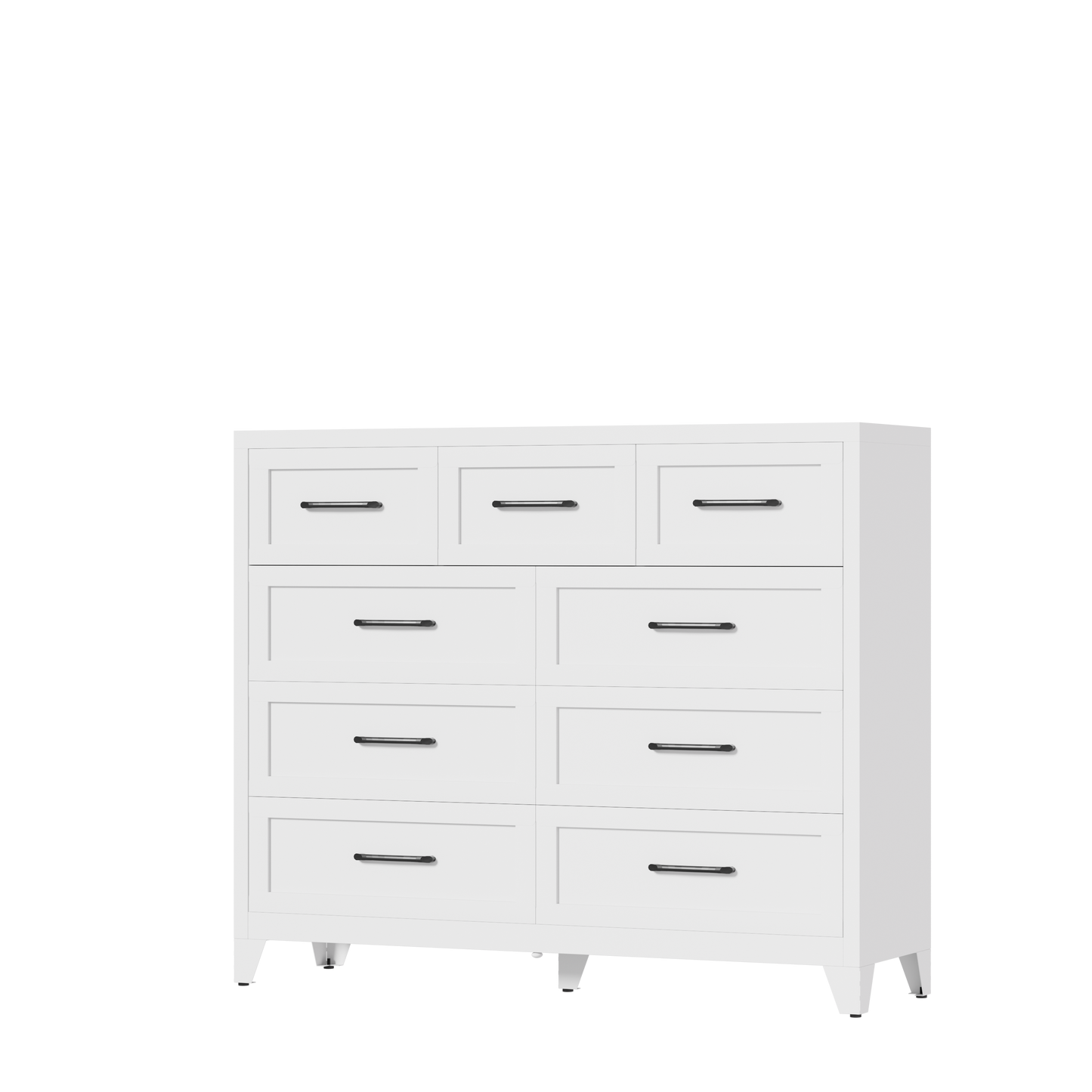 VIYET 9-Drawer Storage Dresser, White Chest of Drawers with Smooth-Glide Drawers for Bedroom, Closet & Entryway