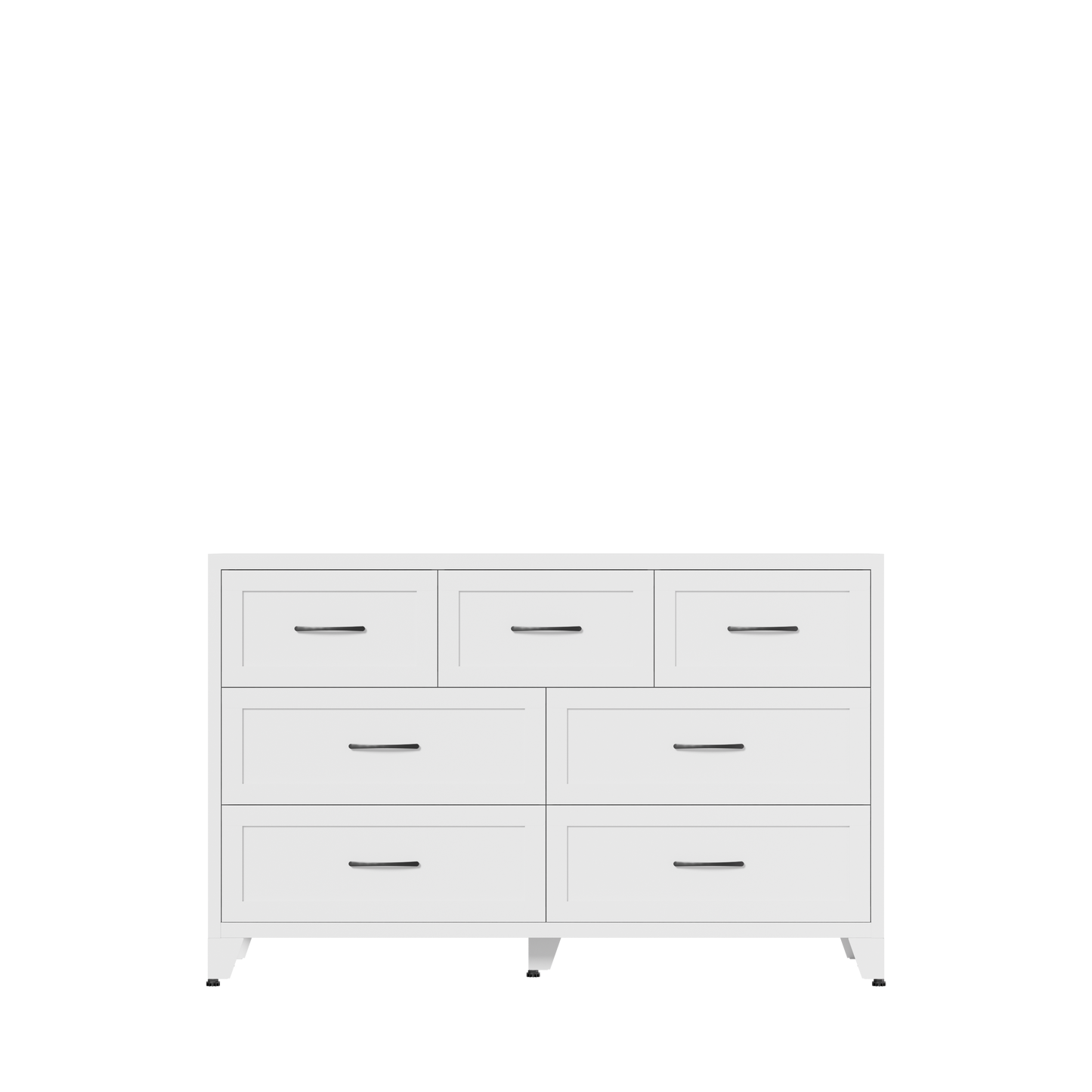 VIYET 7-Drawer White Dresser for Bedroom, Wide Low-Profile Chest of Drawers with Smooth-Glide Storage for Closet & Entryway