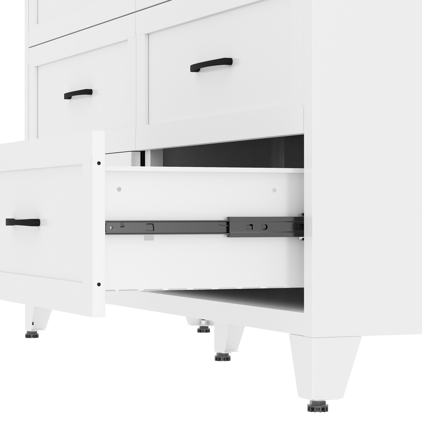 VIYET 9-Drawer Storage Dresser, White Chest of Drawers with Smooth-Glide Drawers for Bedroom, Closet & Entryway