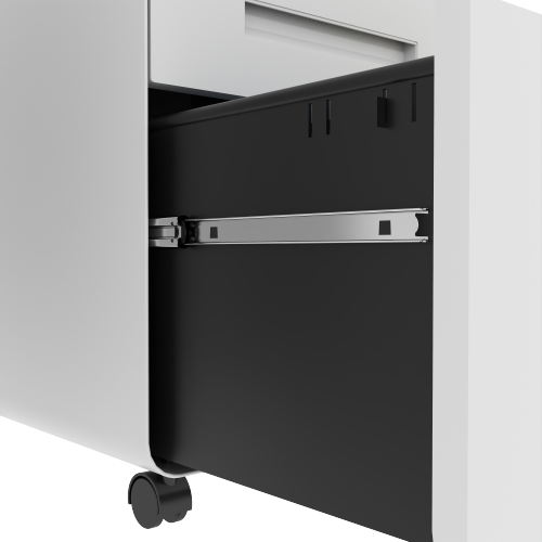 VIYET 23"H Mobile File Cabinet with Lock - All-Steel Fully Assembled, Anti-Tip Design & Locking Casters, Fits A4/Letter, for Home/Office (Black+White)