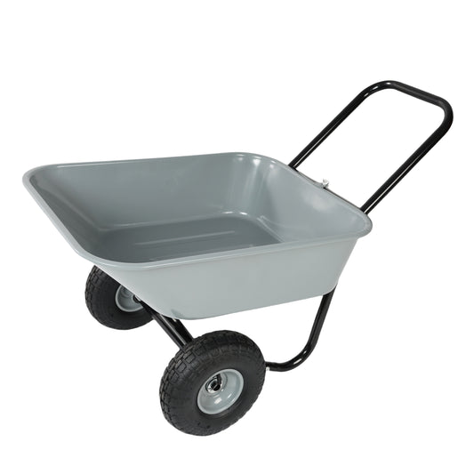 VIYET Two-Wheeled Garden Cart, 35L Large Capacity Utility Cart with 10-Inch Pneumatic Tires, Leak-Proof Design for Garden, Warehouse, Outdoor, Gray