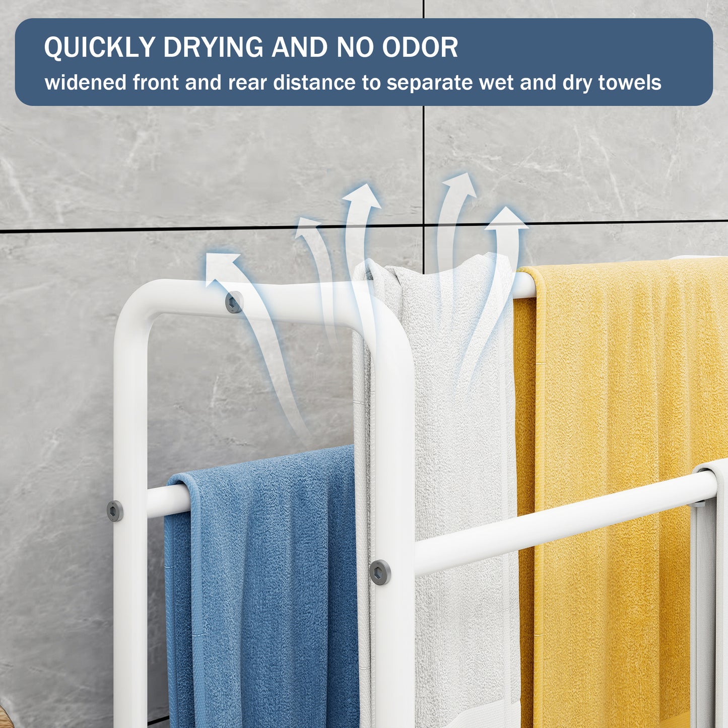 VIYET 30" 3-Tier Metal Towel Rack, Freestanding White Storage Holder (Bathroom/Bedroom/Pool Display Organizer)