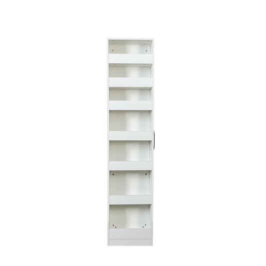 VIYET 71"H 7-Tier Multi-Functional Pull-Out Storage Shelf, Single-Sided Open Shelf, Organizer for Kitchen, Living Room & Narrow Spaces,white