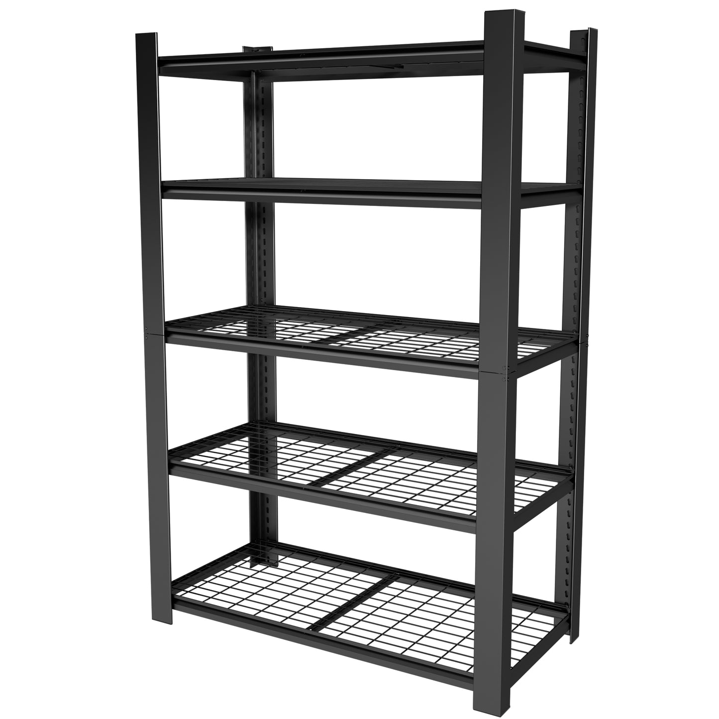 VIYET 72" H 5 Tier Heavy Duty Metal Garage Shelving Unit, Adjustable Industrial Storage Rack with 3000 lbs Capacity, Steel Shelf Organizer, 48"W x 23.6"D Black