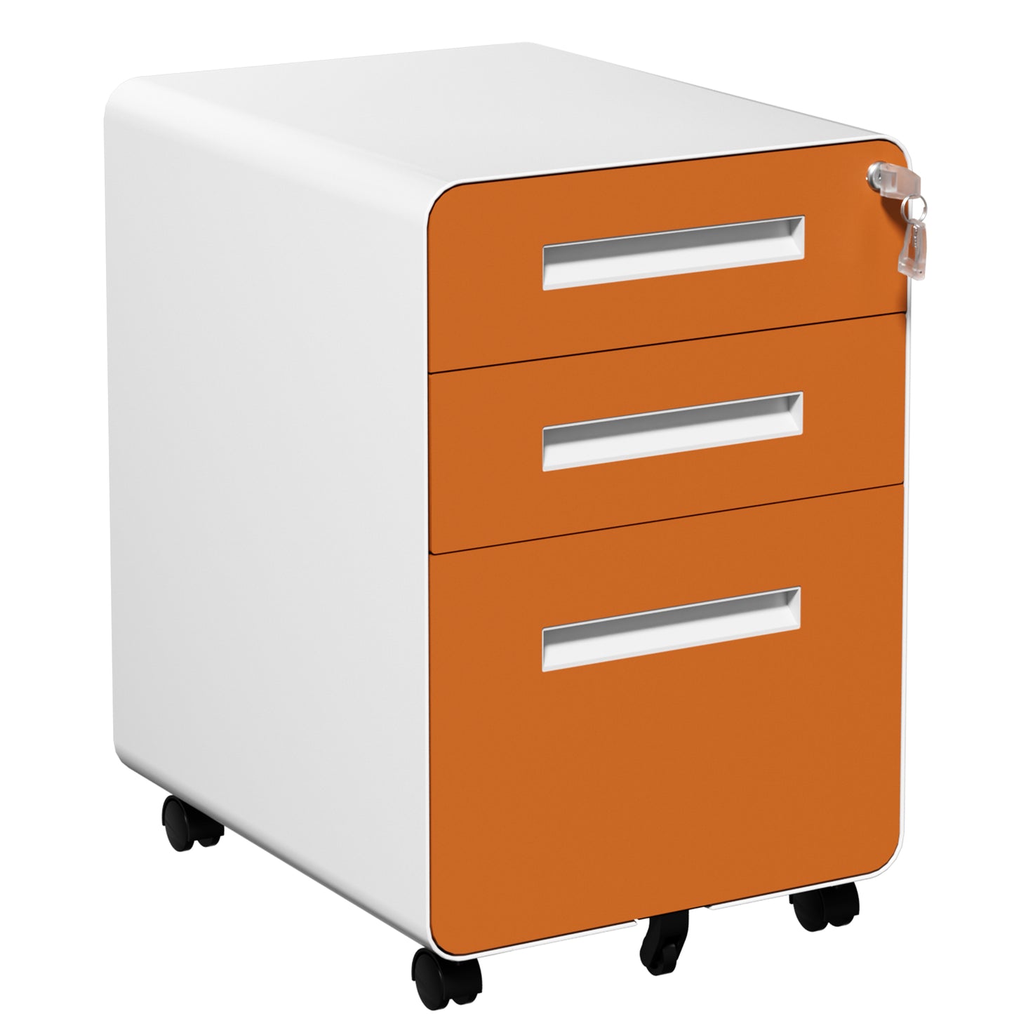 VIYET 3 Drawer Mobile File Cabinet, Rolling Metal Filing Cabinet with Lock, Steel Office Storage Cabinet on Wheels for Letter Legal Files, Home Office Organizer