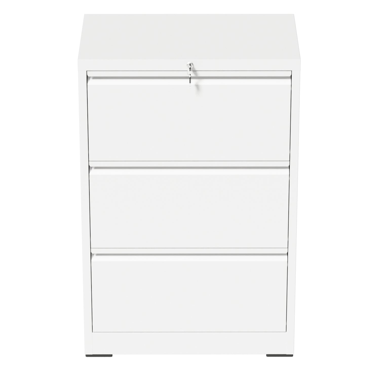 VIYET 3 Drawer Lateral File Cabinet with Lock, White Metal Filing Cabinet for Home Office, Fits Letter, Legal, A4 & F4 Hanging Files