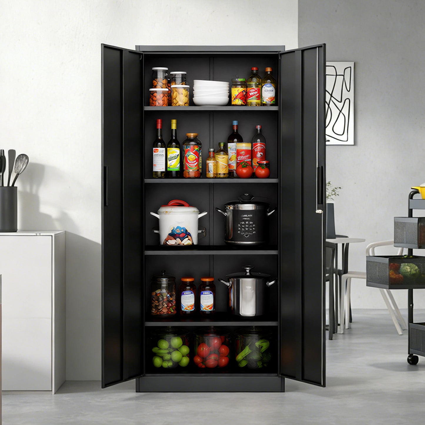 VIYET 71"H Metal Storage Cabinet with Locking Doors & 4 Adjustable Shelves, Heavy-Duty Steel Garage and Office Storage Cabinet