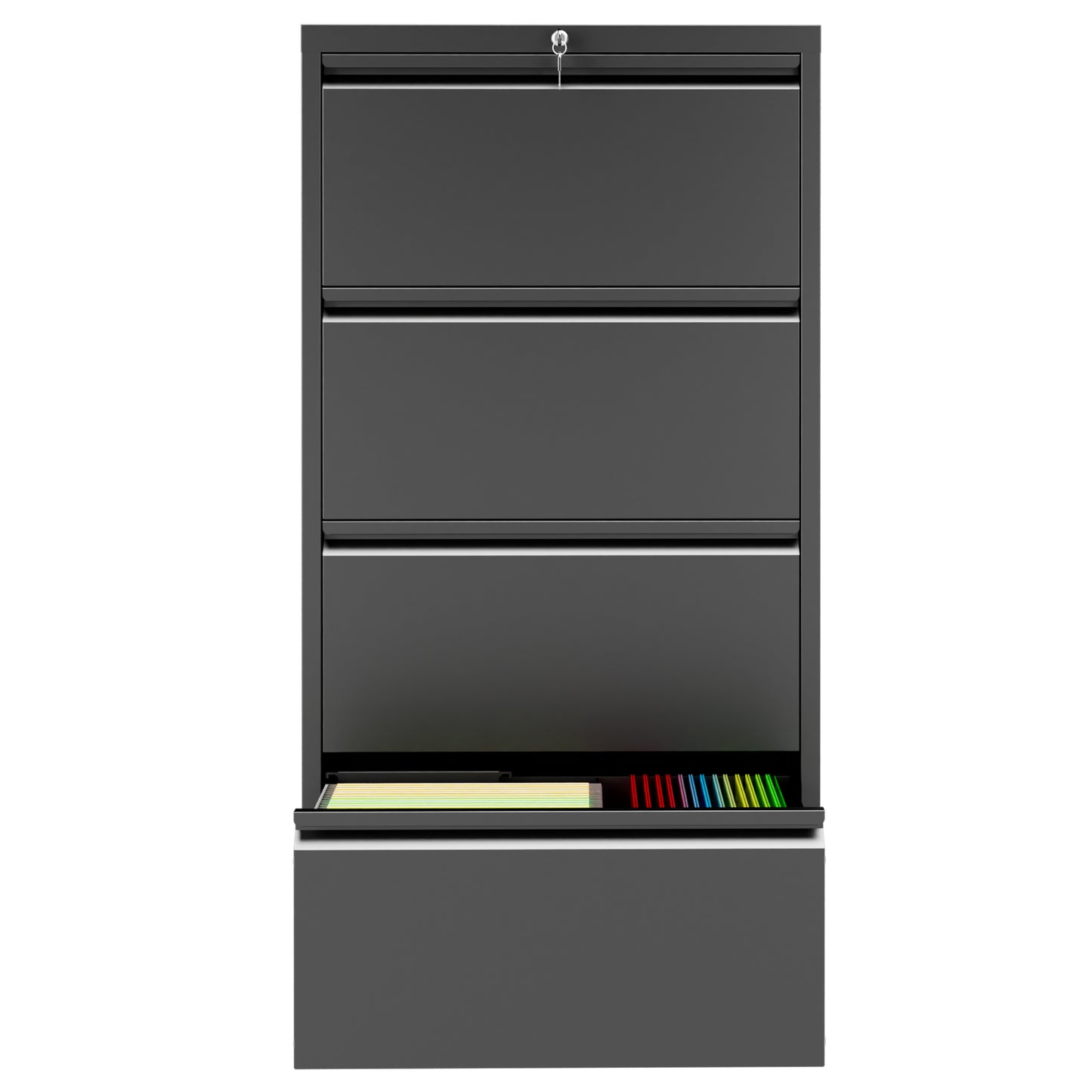 VIYET 4 Drawer Lateral File Cabinet with Lock, Metal Filing Cabinet for Home Office, Steel File Cabinet Fits Letter, Legal, A4 & F4 Hanging Files, Black