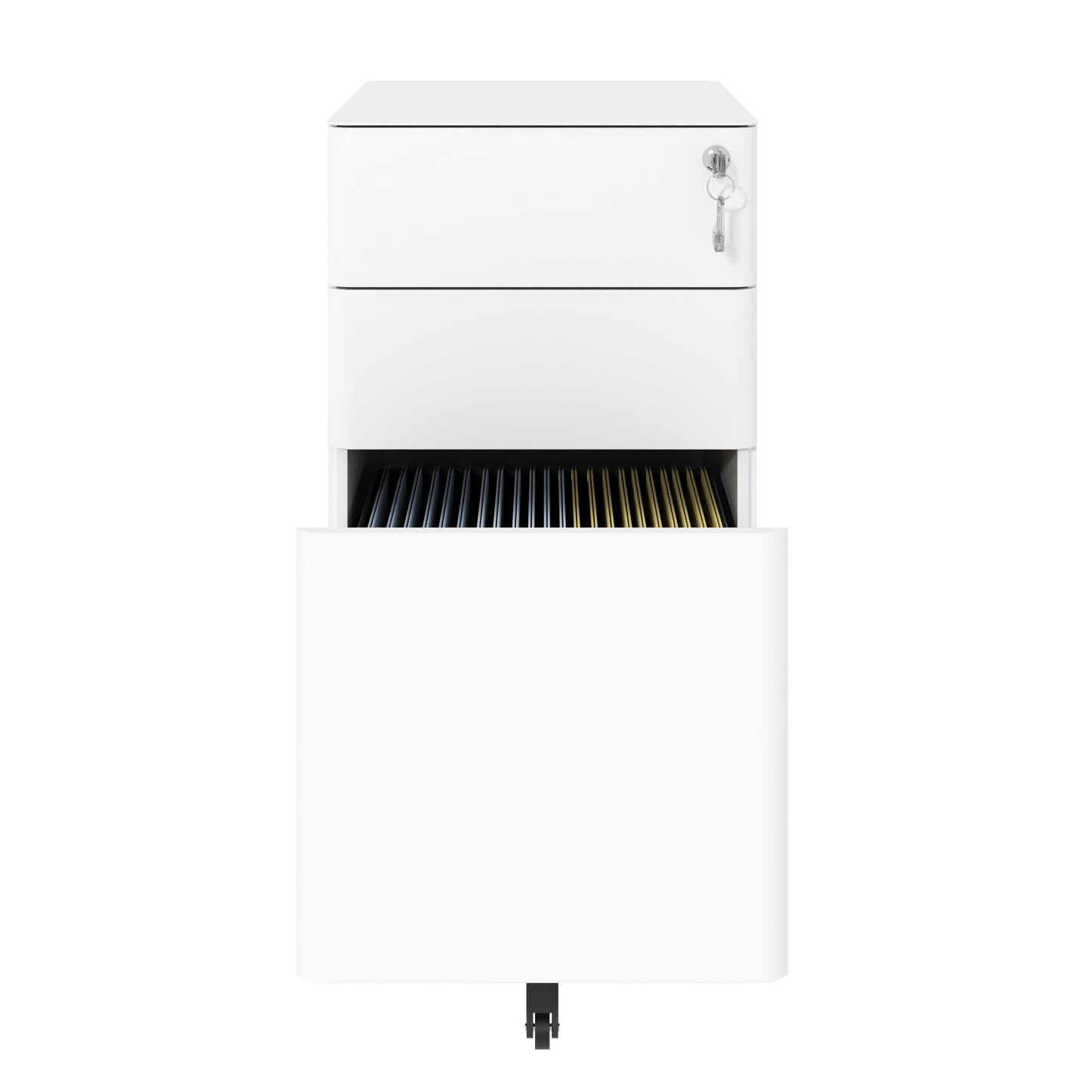 VIYET 3-Drawer Mobile File Cabinet with Lock - All-Steel Anti-Tip Design, Shallow + Deep Drawer, White for Office/Home (Fits A4/Letter)