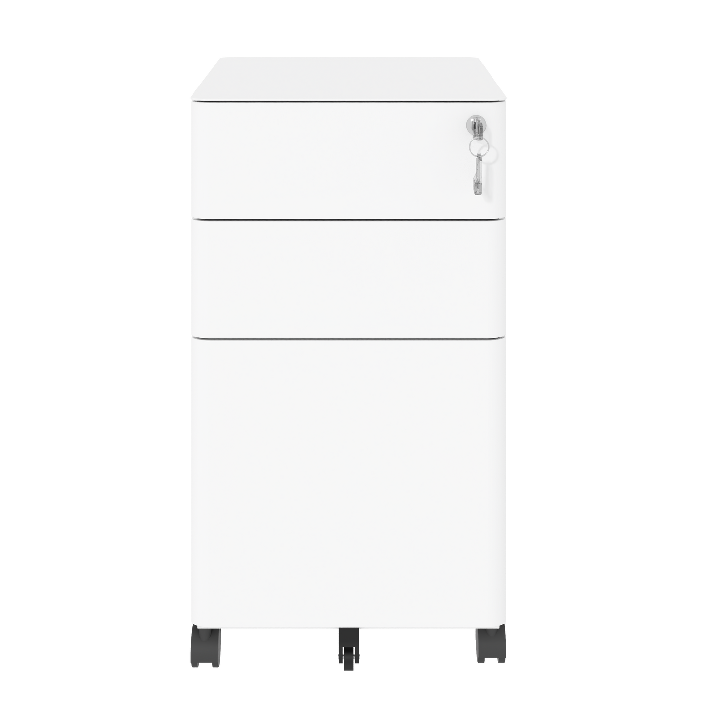 VIYET 3-Drawer Mobile File Cabinet with Lock - All-Steel Anti-Tip Design, Shallow + Deep Drawer, White for Office/Home (Fits A4/Letter)