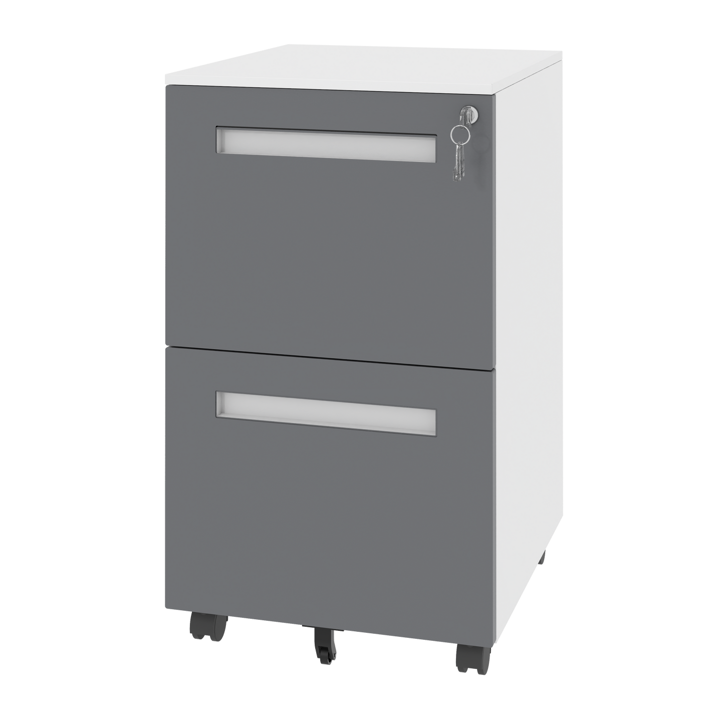 VIYET 18H" 2-Drawer Mobile File Cabinet,All-Steel Lockable Storage on 360°Wheels,Fully Assembled for Home/Commercial Office (Holds A4/Letter/Legal,White)