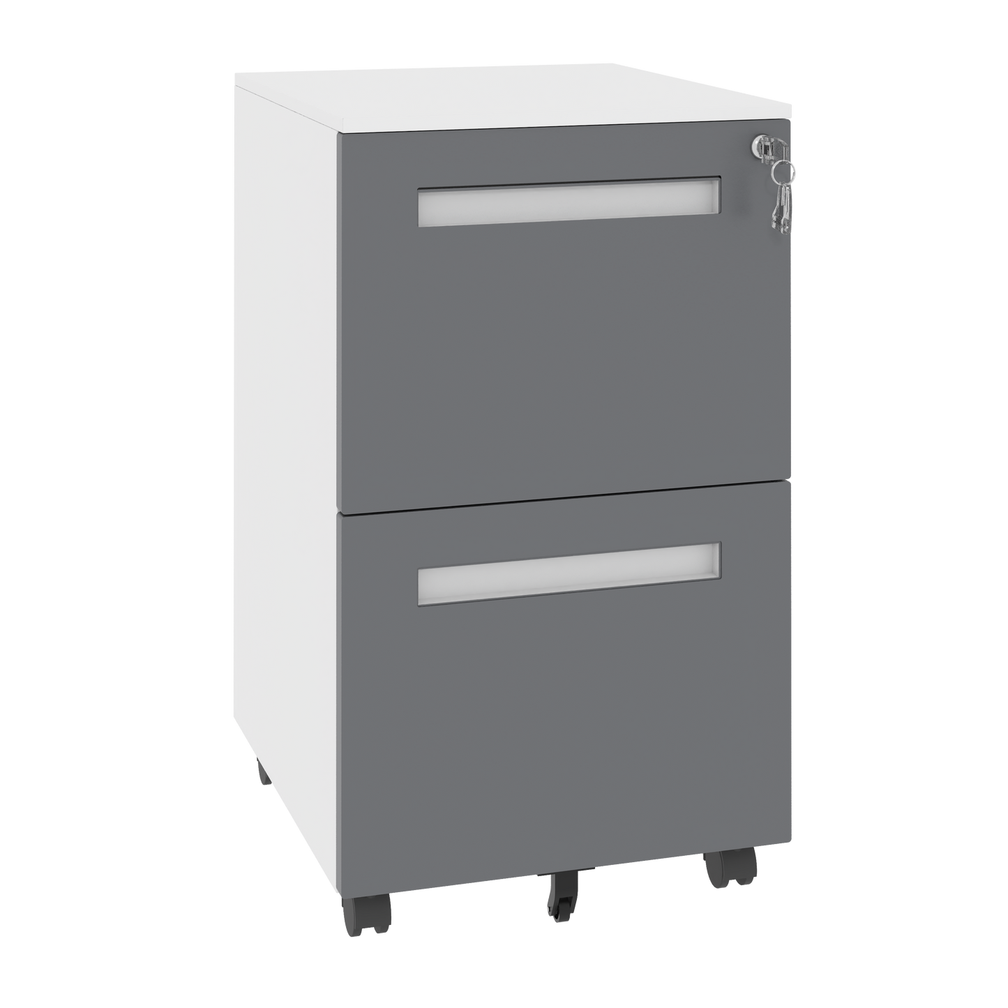 VIYET 18H" 2-Drawer Mobile File Cabinet,All-Steel Lockable Storage on 360°Wheels,Fully Assembled for Home/Commercial Office (Holds A4/Letter/Legal,White)