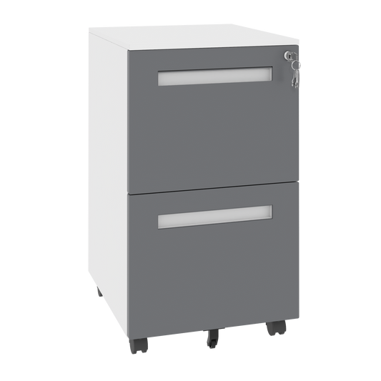 VIYET 18" Mobile File Cabinet with Lock, 2 Drawer Rolling Filing Cabinet for Home Office, All Steel Under Desk Storage with Wheels