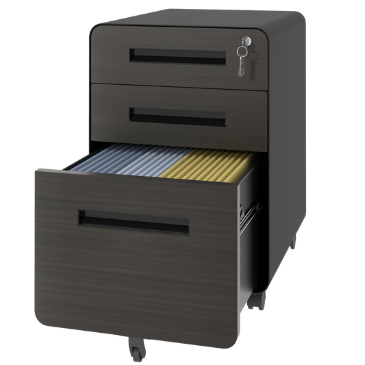 VIYET 23" Mobile File Cabinet with Lock, Small Rolling Filing Cabinet for Home Office, All Steel Under Desk Storage with Wheels
