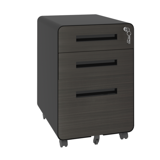 VIYET 23"H Mobile File Cabinet with Lock - All-Steel Fully Assembled, Anti-Tip Design & Locking Casters, Fits A4/Letter, for Home/Office (Black)
