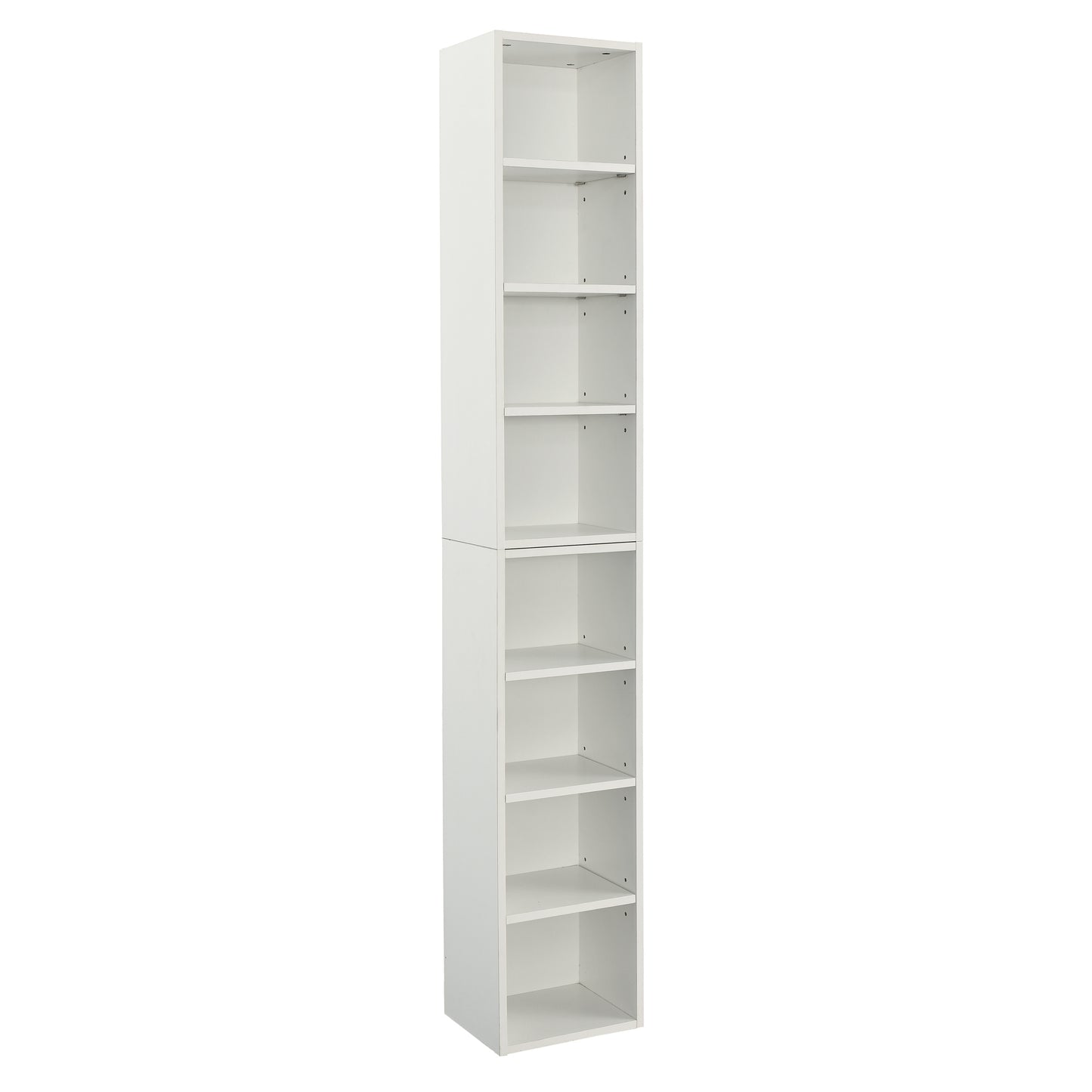 VIYET 11.6"×9.3"×70.9" 8-Tier Media Tower Rack - White MDF, Adjustable Shelves