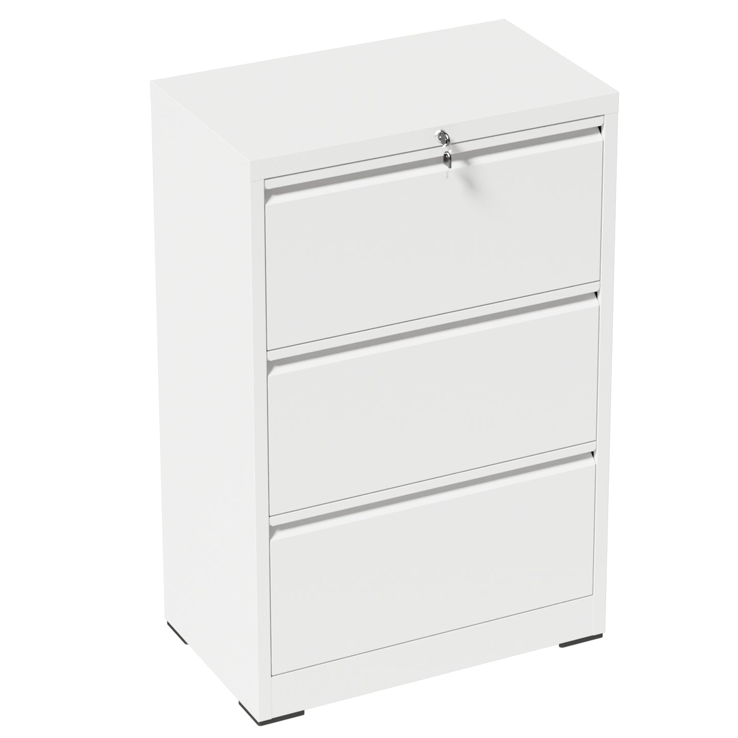 VIYET 3 Drawer Lateral File Cabinet with Lock, White Metal Filing Cabinet for Home Office, Fits Letter, Legal, A4 & F4 Hanging Files