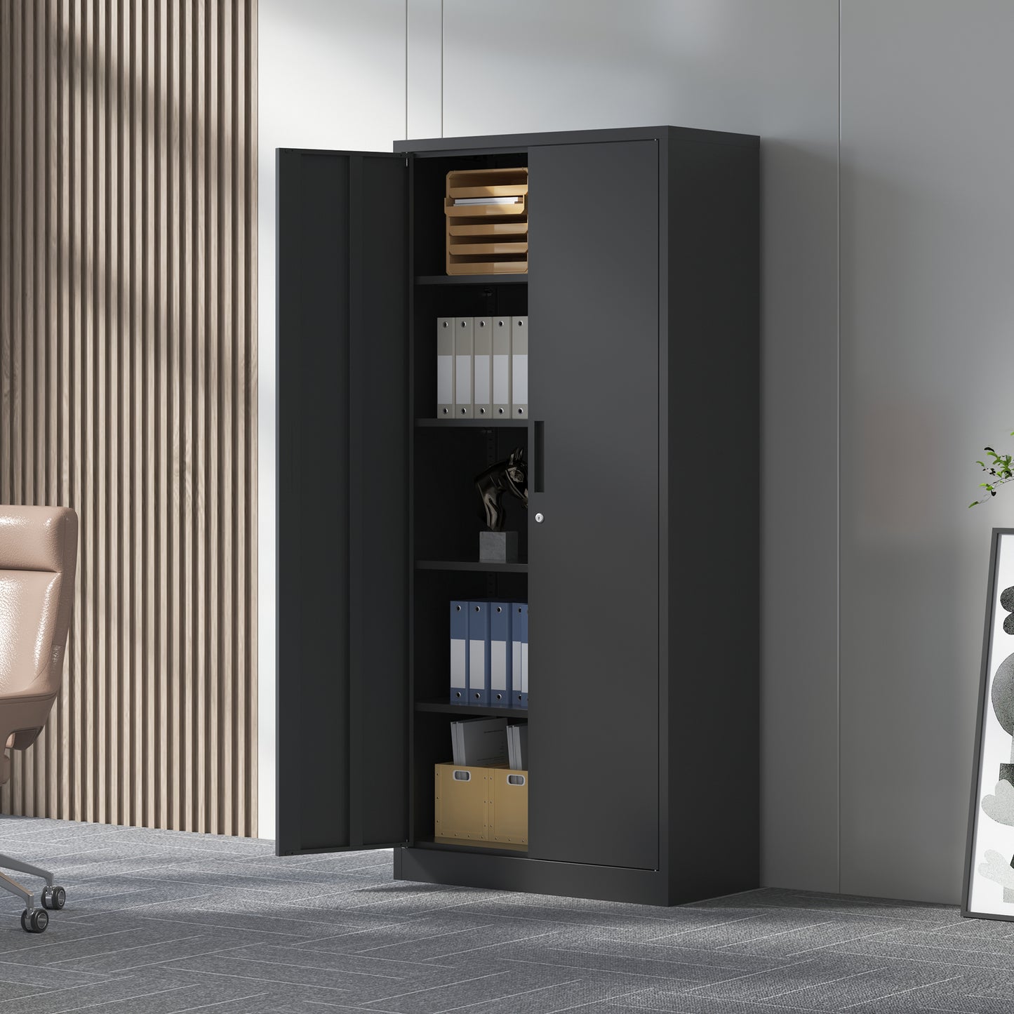 VIYET 71"H Metal Storage Cabinet with Locking Doors & 4 Adjustable Shelves, Heavy-Duty Steel Garage and Office Storage Cabinet
