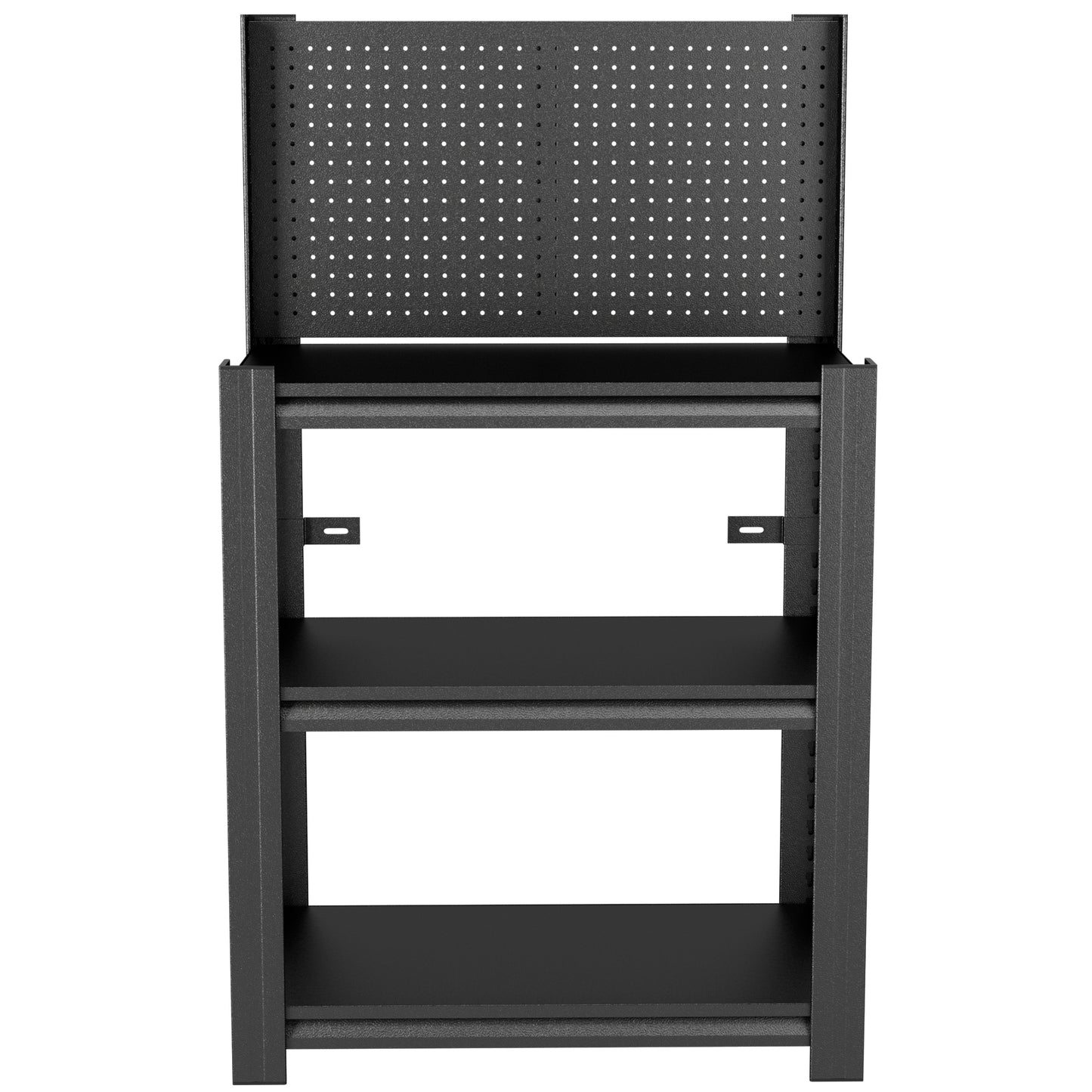 VIYET 3-Tier Metal Storage Shelf with Pegboard, 660 lbs Capacity, Adjustable Garage Shelving Rack for Tools, Workshop, Basement & Utility Room