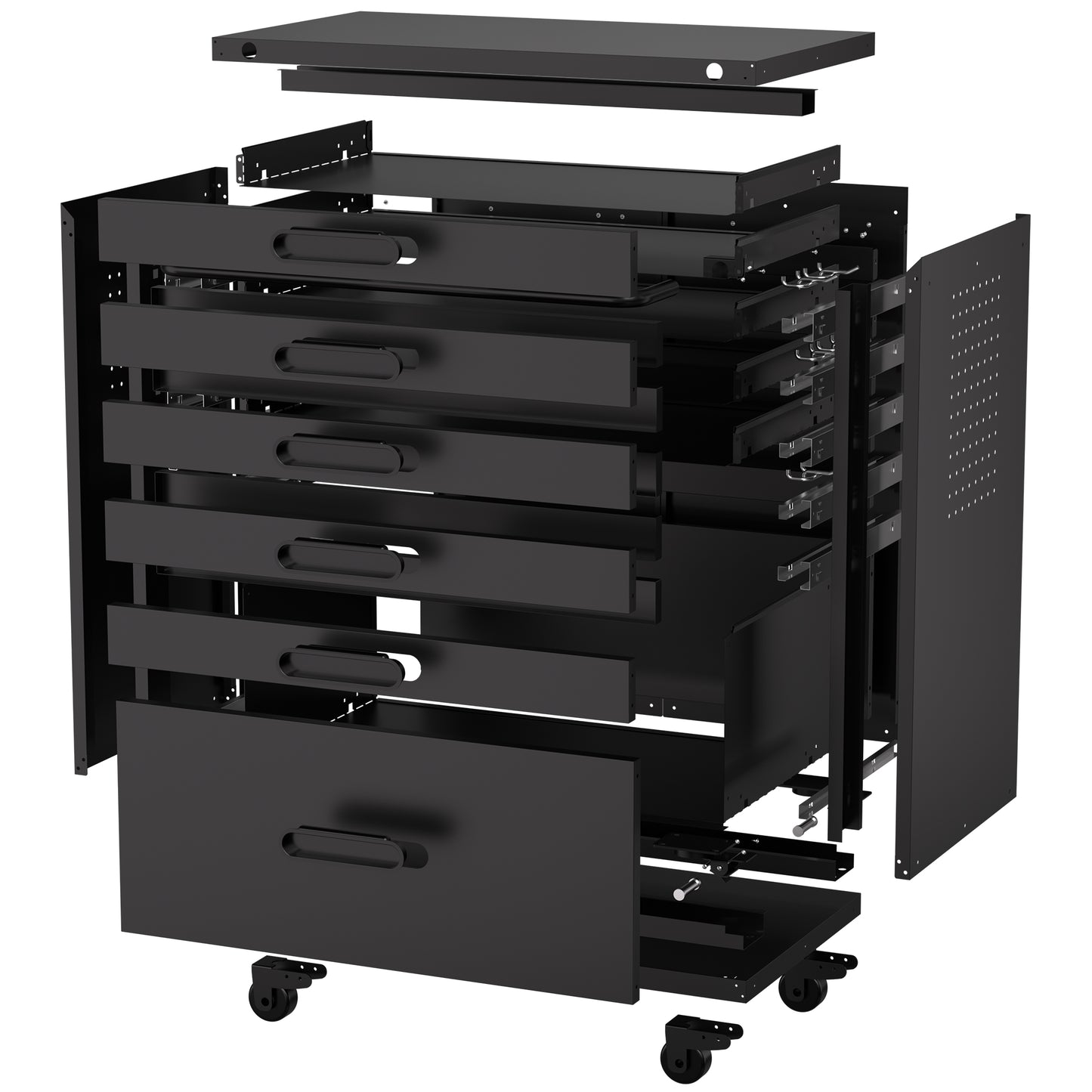 VIYET 34" 6-Drawer Rolling Tool Chest - Heavy-Duty Steel Mobile Garage Cabinet & Small Parts Storage Organizer, Black