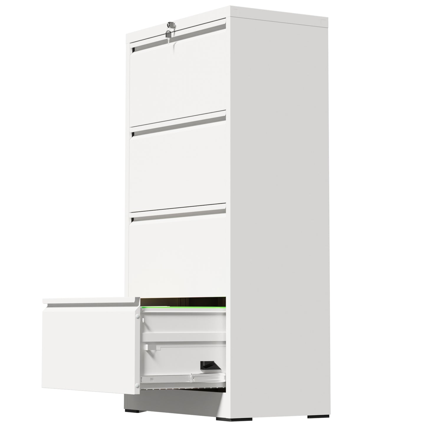 VIYET 4 Drawer Lateral File Cabinet with Lock, White Metal Filing Cabinet for Home Office, Fits Letter, Legal, A4 & F4 Hanging Files