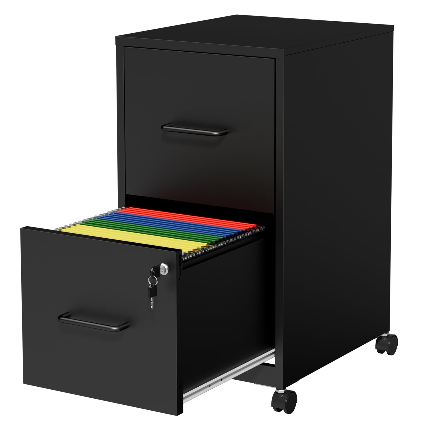 VIYET 2 Drawer Mobile File Cabinet with Lock, Rolling Metal Filing Cabinet for Letter & Legal Files, Under Desk Office Storage with Anti-Tip Kit, Black