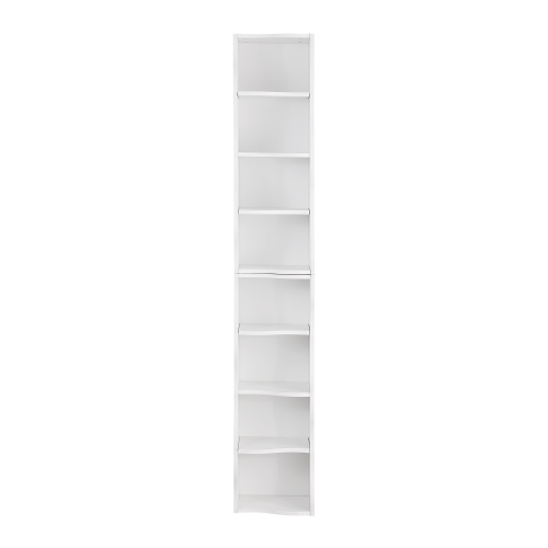 VIYET 71" 8-Tier Ultra-Thin Adjustable Bookshelf,White MDF Display Rack w/ Wavy Border (Detachable Home Office Organizer)