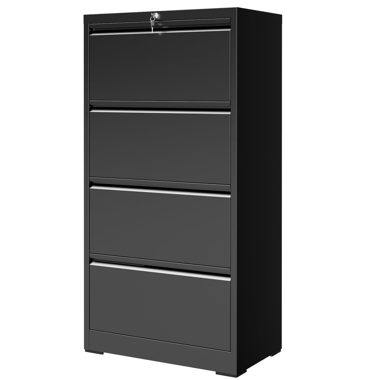 VIYET 4 Drawer Lateral File Cabinet with Lock, Metal Filing Cabinet for Home Office, Steel File Cabinet Fits Letter, Legal, A4 & F4 Hanging Files, Black