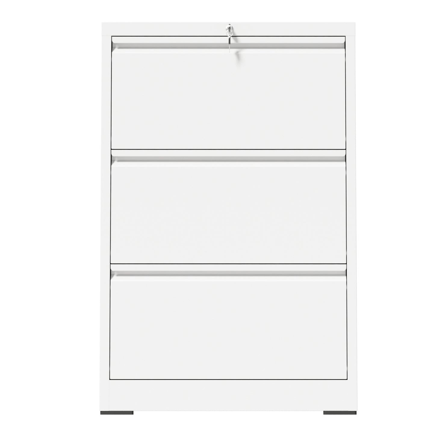 VIYET 3 Drawer Lateral File Cabinet with Lock, White Metal Filing Cabinet for Home Office, Fits Letter, Legal, A4 & F4 Hanging Files