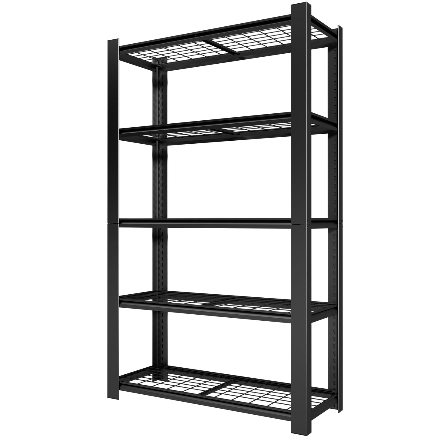 VIYET 78" Heavy Duty Metal Shelving Unit, 5 Tier Industrial Storage Rack with Adjustable Shelves, 3000 LBS Capacity Garage Organizer for Warehouse, Pantry, Black