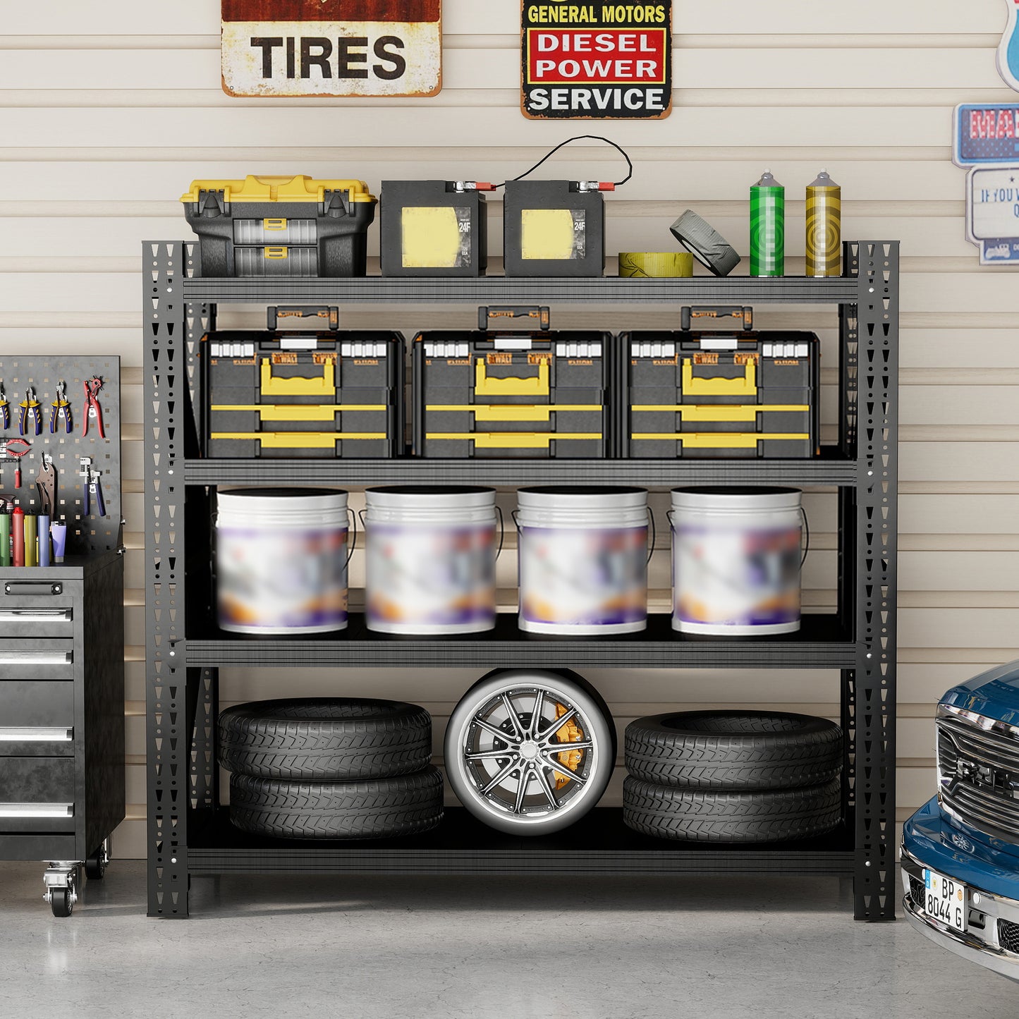 VIYET 79" Heavy Duty Garage Shelving Unit, 6000 lb Adjustable Metal Storage Rack, 75" Tall Industrial Steel Shelves for Garage & Warehouse
