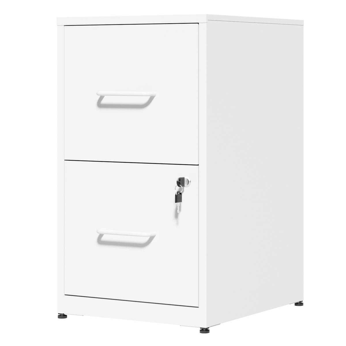 VIYET 2 Drawer File Cabinet with Lock, White Metal Vertical Filing Cabinet for Letter & Legal Files, Under Desk Office Storage with Anti-Tip Kit